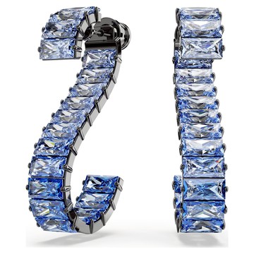 Matrix 水滴形耳環, 長方形切割, 藍色, 鍍黑鉻色