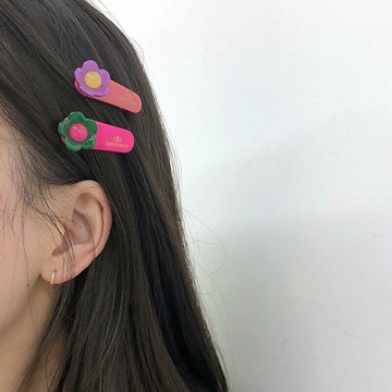 日韩系GRAINdeBEAUTE饰品雅致素面五瓣花鸭嘴夹醋酸鸭嘴夹YZJ0713
