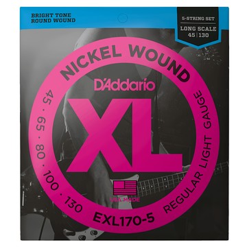 D'Addario 五弦貝斯弦 045-130 + 吉他彈片 3個  EXL170-5  1組  混合顏色