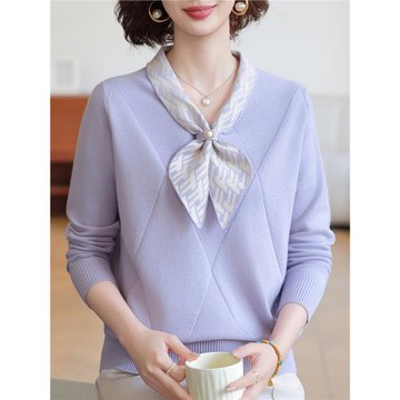 洋氣媽媽裝小衫上衣2025秋裝新款打底衫中老年女裝寬松長袖針織衫