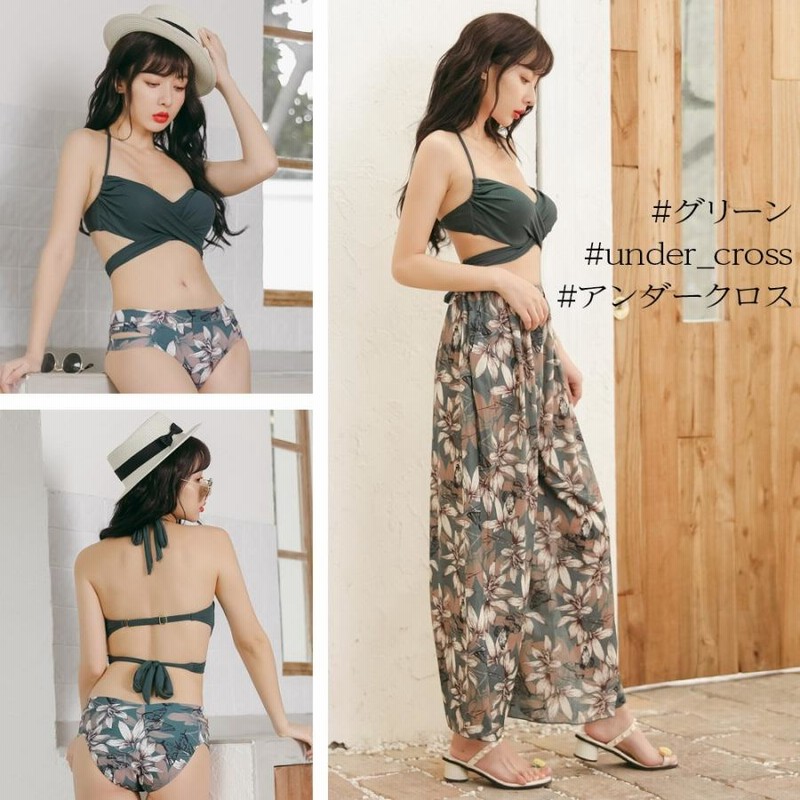 セクシー3点セット お得♡ 可愛いカーディガンビキニ水着♪体型カバー 花柄 通販