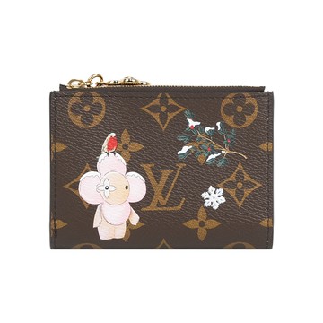 Louis Vuitton Vivienne 冬季旅遊聖誕限定Lisa 二折短夾(珍珠雪粉色)