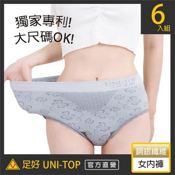 6件組【UNI-TOP 足好】960會呼吸的隱形網洞女三角褲-竹炭.銅纖維.銀纖維.鍺.抑菌.透氣.乾爽