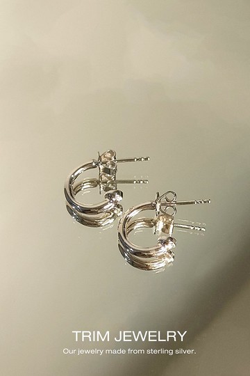 925 純銀圈形耳環 10mm - 鍍白銠