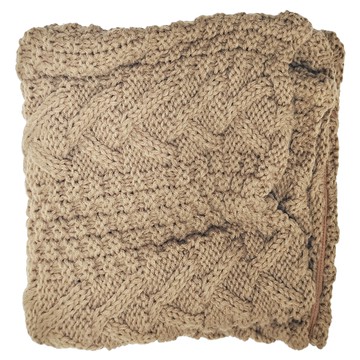 THiRTEEN 拾參家居 粗針織魚骨辮毛線抱枕套  淺咖啡  45 x 45cm