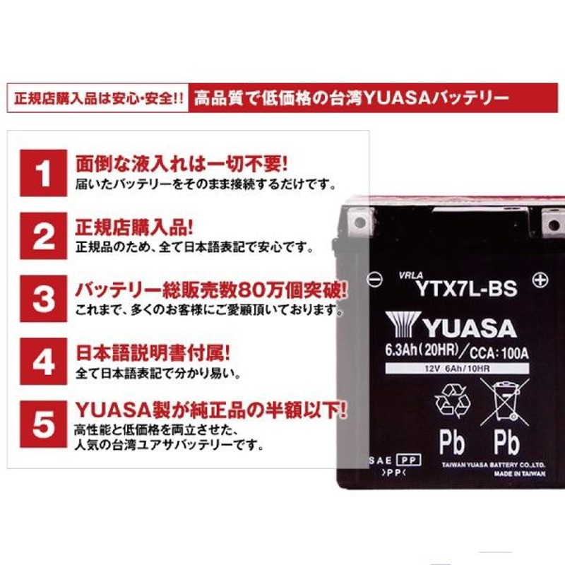 バイク用バッテリー TTZ14S 密閉型 台湾ユアサ YUASA 正規代理店