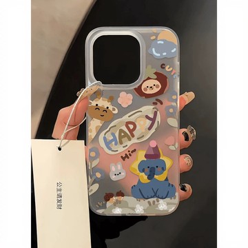 塗鴉動物派對iPhone蘋果15PROMAX手機殼iPhone14軟13磨砂12可愛11