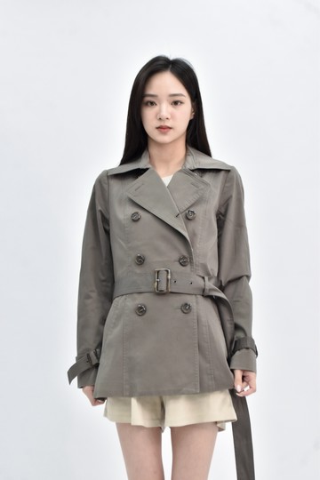 (S) michel klein 綁帶風衣棕色外套