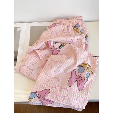 🧨台出休閒長褲 胖MM300斤可穿韓版睡褲女春秋甜美冬加絨卡通可愛黛西鴨家居褲