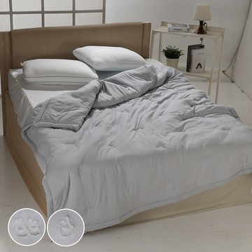 【寢室安居】韓國廣藏市場Songhwa高級刺繡水洗四季被2.3kg-雙人200*230cm-雅緻灰兔兔款（韓國棉被/抗塵蹣/可機洗/韓國被）_廠商直送