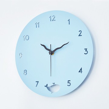 【OPUS東齊金工】歐式鐵藝時鐘-藍鯨圓舞曲(天藍)靜音壁掛鐘/兒童