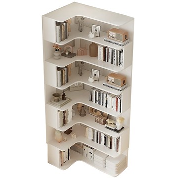 【樂樂】L型轉角簡約實用書架7層90x60(實木書架 層架 置物架 收納架)白色-七層90*60