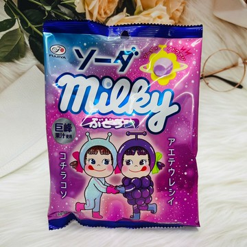 日本 Fujiya 不二家 milky 葡萄風味汽水糖 68g 葡萄風味糖 蘇打糖 汽水糖