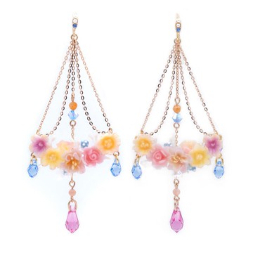 Camellia 椿夢:稽察者925純銀鍍玫瑰金擺輪耳環