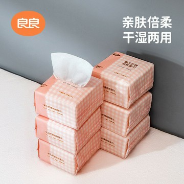 良良 嬰兒棉柔巾新生寶寶棉柔巾干濕兩用加大厚100抽*6包非濕紙巾