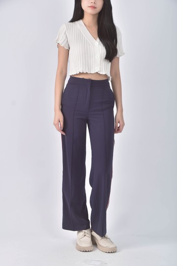 (S) h m高腰線條藍色長褲