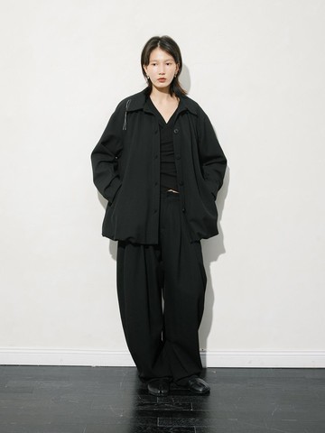 法式極簡 / 花苞型外套 / 翻領褶量夾克