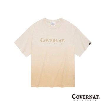 [COVERNAT] 男女同款親膚純棉設計感漸變色短袖T恤（米色）[H8]