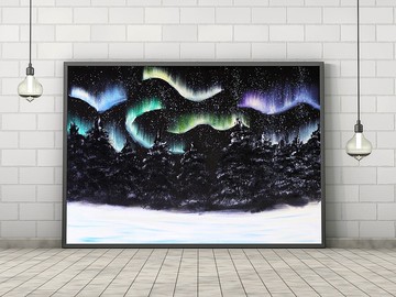 北極光森林景觀藝術