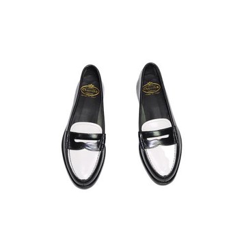 Church’s 女士 雅痞黑白撞色 厚質皮底懶人鞋 一腳蹬 IT36.5