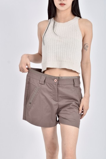 (XL) single noble質感低腰素面棕色短褲
