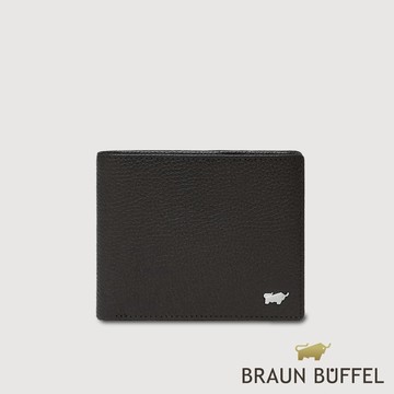 【BRAUN BUFFEL】諾瓦-A 9卡中翻零錢袋短夾-黑色(德國小金牛台灣總代理)/BF564-318-BK