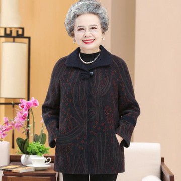 奶奶秋冬毛呢外套高貴中老年冬裝呢子女老人太太衣服媽媽上衣