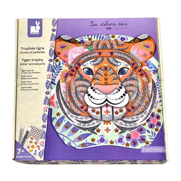 Janod 小小工作坊 3D創意模型 (老虎) 亮粉水鑽貼紙  1組
