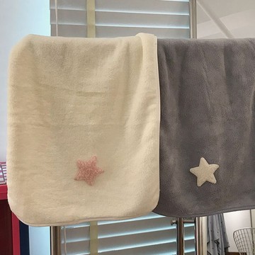 臺灣出貨🤩民族風刺繡星星珊瑚絨毛巾簡約純色吸水不掉毛厚款學生情侶輕奢風