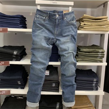 Baleno班尼路男裝春秋新款長褲百搭彈力修身直腳牛仔褲潮88011019