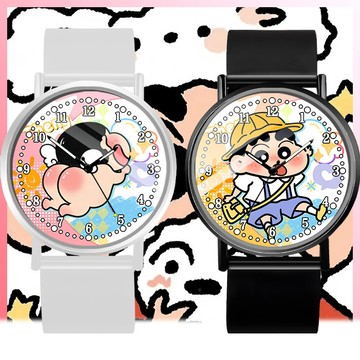 ✨壹灣出貨✨蠟筆小新抽象指針式手錶閨蜜衕款禮物物美價廉二次元週邊石英 SLVY
