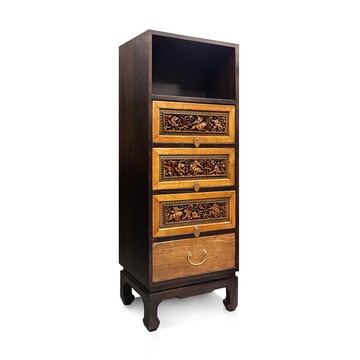【C'est Chic】飛虹閣單格四抽實木雕刻櫃(半老件90年)-幅42cm