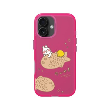 iPhone 16 Clear 粉漾桃 - 懶散兔與啾先生 Lazy Rabbit and Mr.Chu - 鯛魚燒