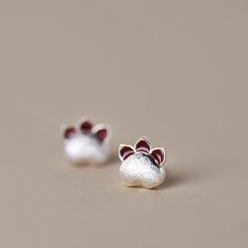 925純銀耳環耳飾-唯美氣質貓咪腳印七夕情人節禮物女飾品73gk15【獨家進口】【米蘭精品】