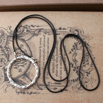 情侶復古項鏈批價 古銀色圓環手工掛墜服裝配飾品 女士蠟繩毛衣鏈