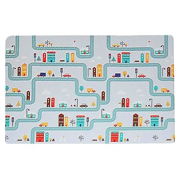 aginory 頂級雙面遊戲地墊  汽車道路 + 六邊形 藍色  大型