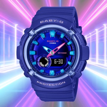 CASIO 卡西歐 BABY-G 舞池霓虹燈 運動風格雙顯錶-藍 BGA-280DN-2A