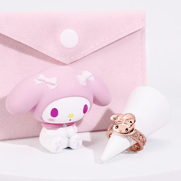 Kuromi & MyMelody心動系列-美樂蒂晶鑽造型戒指