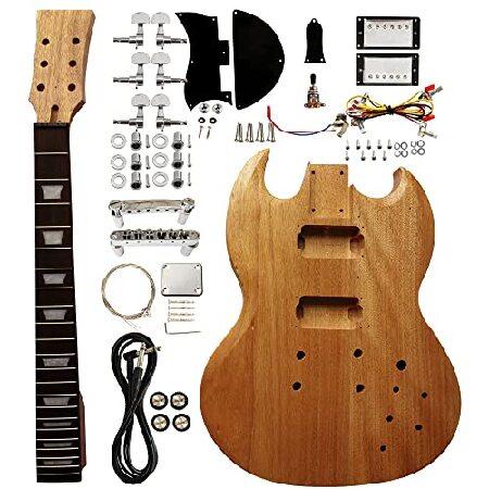 DIY Electric Guitar Kit SG Style Beginner Kits String Right Handed with Mahogany Body Mahogany Neck Rosewood Fingerboard Chrome Hardware Build Your