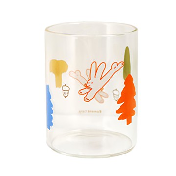 Romane BRUNCH BROTHER 插畫玻璃杯 300毫升  兔兔與橡實  1個