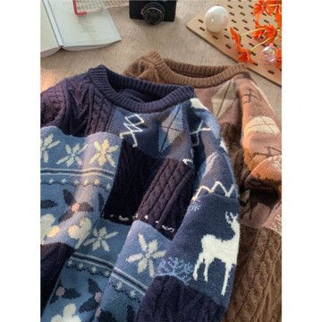 vintage氛圍感毛衣女秋冬季2025新款加厚寬松別致美式慵懶針織衫