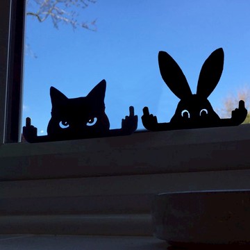 搞怪貓咪擺件 樹脂窗台裝飾 趣味家居擺飾 黑色幽默創意設計