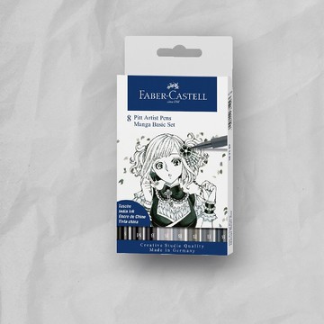 Faber-Castell PITT 漫畫用藝術筆(軟毛筆頭)細芯-8支入 冷灰+S.M