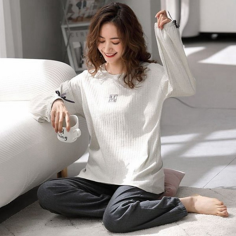 パジャマ ルームウェア レディース 春夏秋 長袖 大人可愛い ゆったり Vネック ラウンドネック シンプル 通販 Lineポイント最大get Lineショッピング