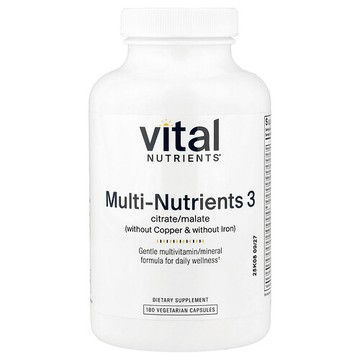 Vital Nutrients, 多種營養素檸檬酸鹽/蘋果酸鹽（無銅和鐵），180 粒素食膠囊