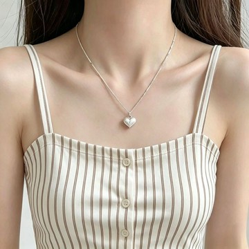 ✨元氣新品✨拉絲愛心項鍊女鎖骨鏈韓系ins風輕奢小衆高級氣質百搭飾品送女友BLXF