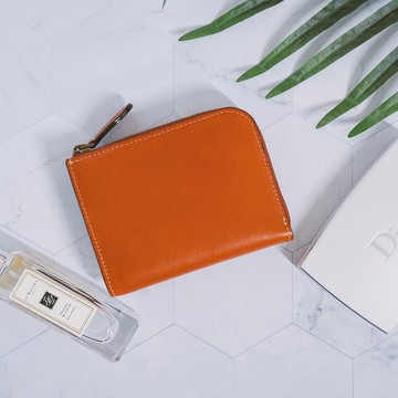 【禮盒】真皮L型拉鍊短夾 CB9017 黃棕Y