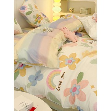 ins純棉床上用品四件套全棉公主風被套床單兒童宿舍床笠款三件套