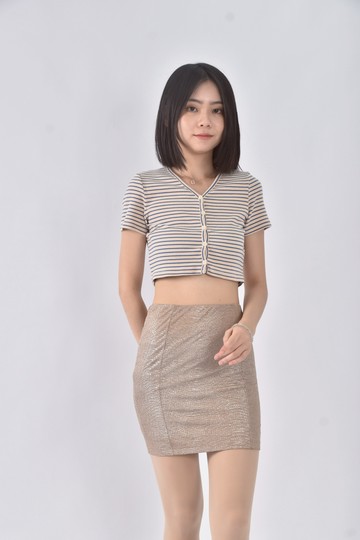 (S) guess波紋綠色短裙
