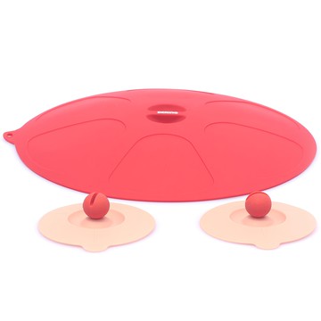 BERiNG 矽膠兩用套裝 30公分鍋蓋 1入 + 10公分杯蓋 2入  Red  1組